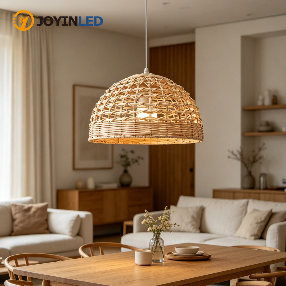 Wicker Pendant Shade - JOYINLED Japanse stijl rotan kroonluchter rieten