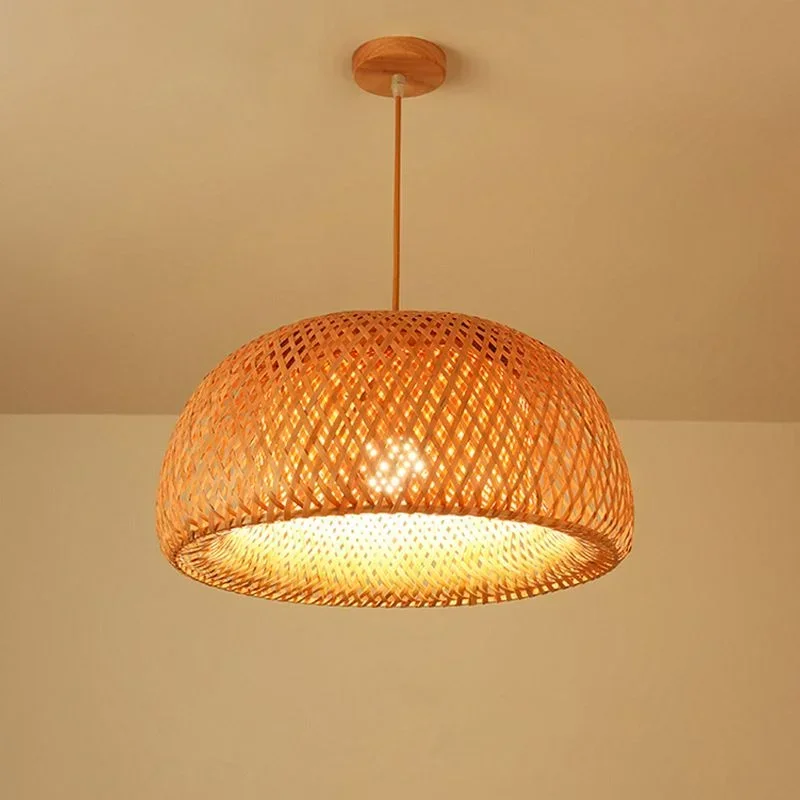 Wicker Pendant Shade - Bamboe Lantaarn 38/45Cm Hanglamp Natuurlijke Rotan