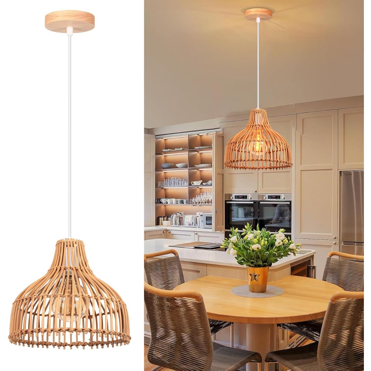 Rotan geweven hanglamp Boho st - Wicker Pendant Shade recensie en prijs
