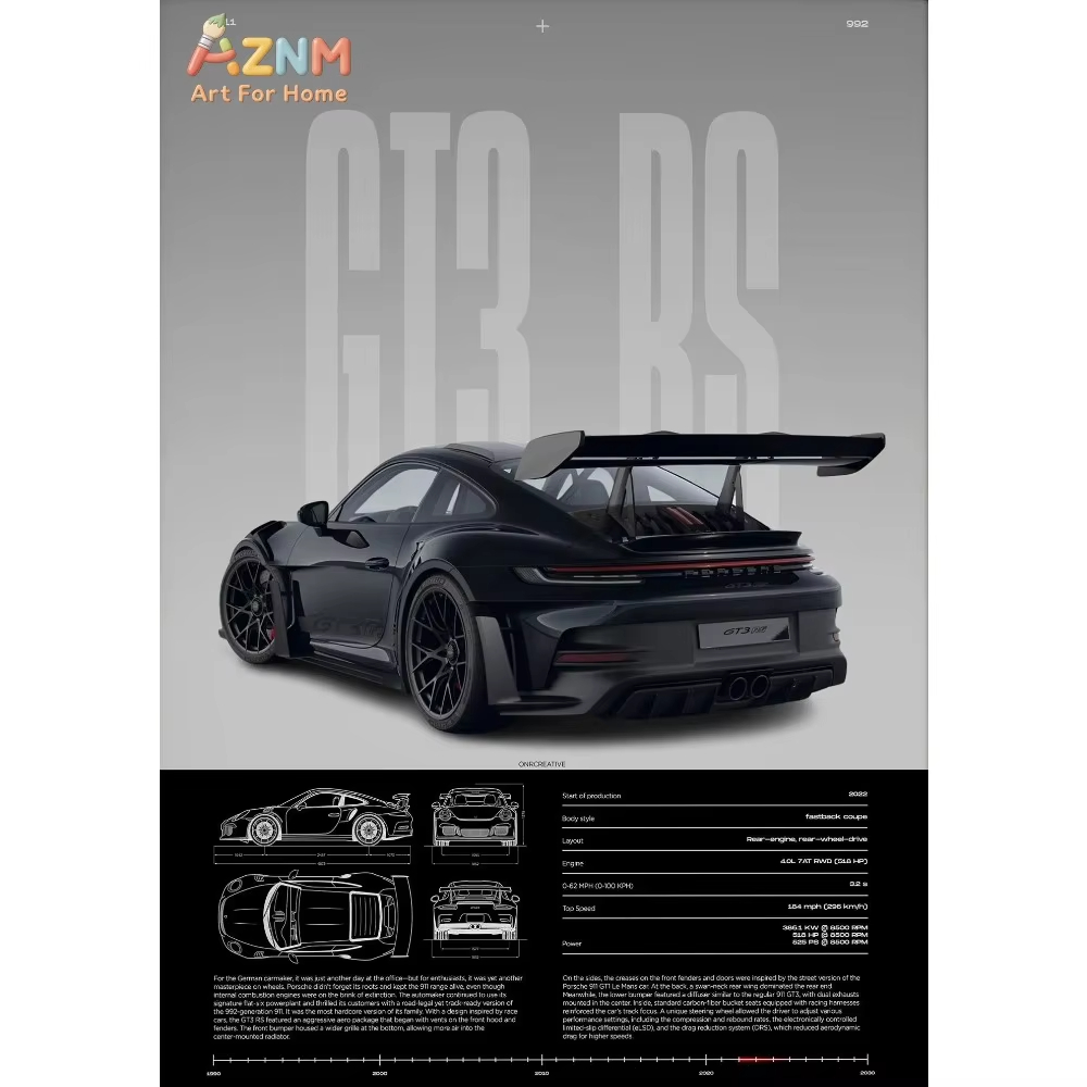 1pc Minimalistische 911 GT3-RS - Interior Design Apartment recensie en prijs