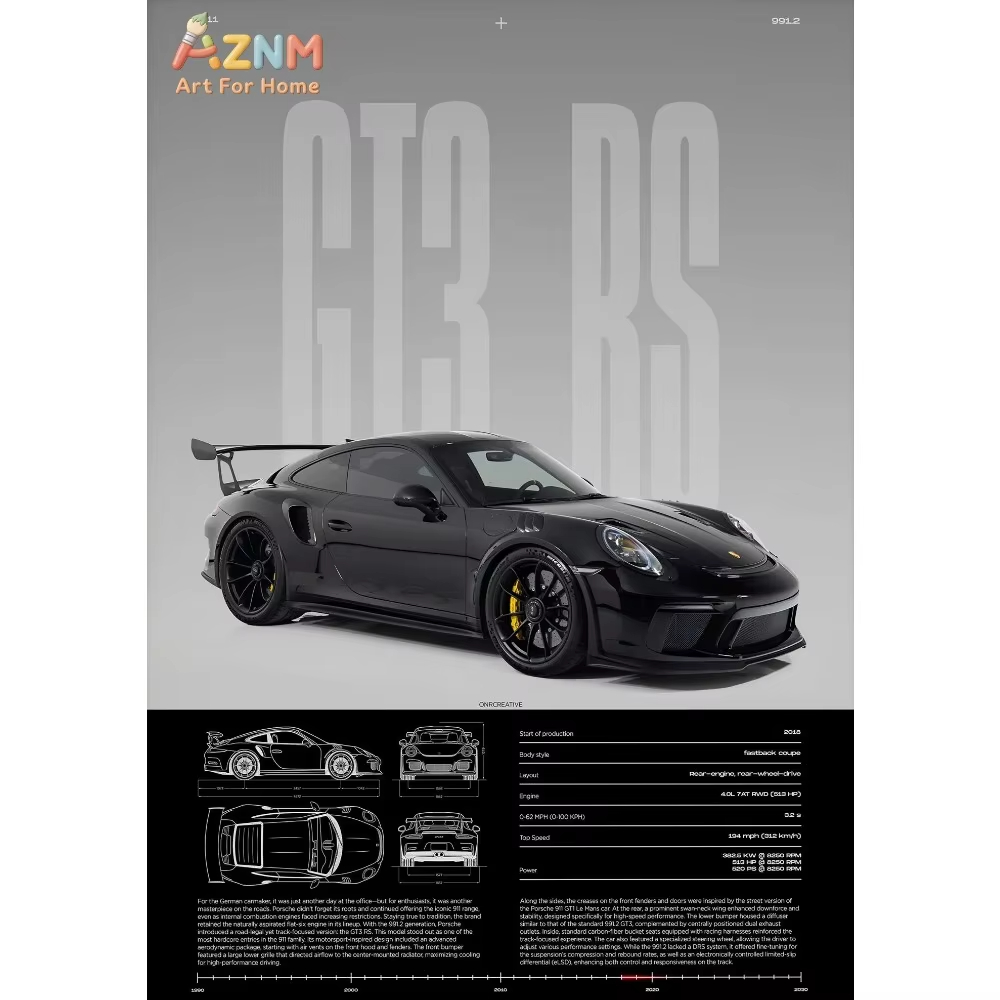 1pc Minimalistische 911 GT3-RS - Interior Design Apartment recensie en prijs